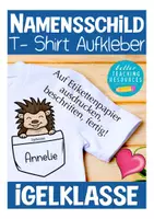 Vorschau - Mal- und Bastelvorlagen - Namensschild Igelklasse / Sticker - Deckblatt