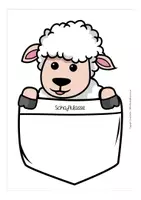 Vorschau - Mal- und Bastelvorlagen - Namensschild Schafklasse Sticker - Seite 1