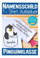 Vorschau - Mal- und Bastelvorlagen - Namensschild Pinguinklasse T-Shirt Sticker - Deckblatt