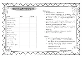 Vorschau - Anderer Materialtyp - Merkzettel: Referate zum Thema KIRCHENJAHR - Deckblatt