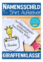 Vorschau - Mal- und Bastelvorlagen - T-Shirt Sticker Namensschild Giraffenklasse - Deckblatt
