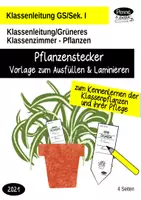 Vorschau - Mal- und Bastelvorlagen - Pflanzenstecker für die Klassenpflanzen - für ein grüneres Klassenzimmer - Deckblatt