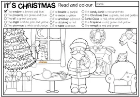 Vista previa - Hojas de trabajo - IT´S CHRISTMAS - Read and colour (2 niveles de diferenciación) - página 1