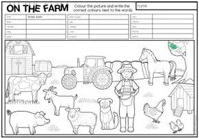 Vista previa - Hojas de trabajo - ON THE FARM - Read and colour (2 niveles de diferenciación) - página 2