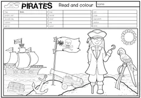 Vista previa - Manualidades / Dibujos para colorear - PIRATES - Read and colour (2 niveles de diferenciación) - página 2