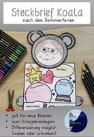Vorschau - Arbeitsblätter - Steckbrief Koala (gut geeignet nach den Sommerferien) - Deckblatt