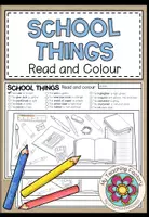 Vista previa - Hojas de trabajo - SCHOOL THINGS - Read and colour (2 niveles de diferenciación) - Portada