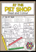Vista previa - Hojas de trabajo - AT THE PET SHOP - Read and colour (2 niveles de diferenciación) - Portada