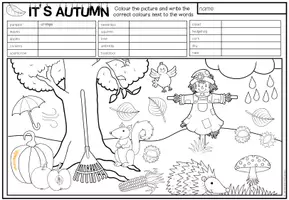 Vista previa - Hojas de trabajo - IT´S AUTUMN (FALL) - Read and colour (2 niveles de diferenciación) - página 2