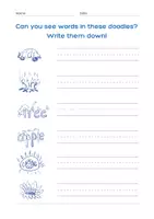Vista previa - Hojas de trabajo - Cheeky Doodle Words - Free Sample - página 1