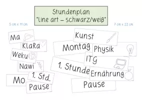 Vorschau - Mal- und Bastelvorlagen - Stundenplan/ Tagestransparenz ("line art"/sw) Grundschule & Sek I - Seite 1