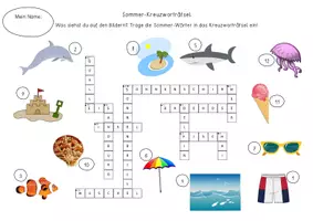Vorschau - Arbeitsblätter - Sommer Kreuzworträtsel mit Bildern - Sommer-Wortschatz - Seite 2