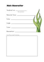 Vorschau - Arbeitsblätter - Meerestier Steckbrief - Deckblatt
