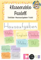 Vorschau - Poster - Klassenraum Deko Pastell - Hausaufgaben-Tafel - Deckblatt