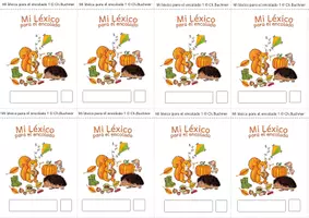 Vista previa - Unidades / Secuencias / Situaciones de Aprendizaje - Léxico adhesivo "Otoño" de 8 partes en español e inglés - Portada