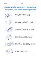 Vista previa - Hojas de trabajo - Doodle Action Words - Sample - página 1