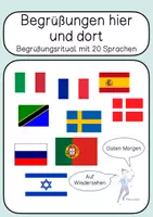 Vorschau - Arbeitsblätter - Begrüßen hier und dort - Begrüßungsritual mit Flaggen der Länder - Deckblatt