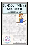 Vorschau - Arbeitsblätter - School Things - Word Search - Deckblatt