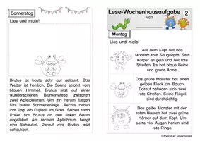 Vorschau - Arbeitsblätter - Wochenhausaufgaben Lesen Monster - Seite 3