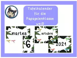 Vista previa - Tarjetas / Manipulativos - Calendario para la clase de los loros (blanco) - Portada