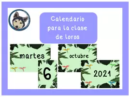 Vista previa - Tarjetas / Manipulativos - Calendario para la clase de los loros (verde) - Portada