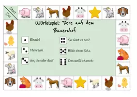Vorschau - Spiele - Würfelspiel - Anlaute/Bilder - Tiere auf dem Bauernhof - Seite 1