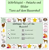 Vorschau - Spiele - Würfelspiel - Anlaute/Bilder - Tiere auf dem Bauernhof - Deckblatt