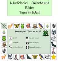 Vorschau - Spiele - Würfelspiel - Anlaute/Bilder - Tiere im Wald - Deckblatt