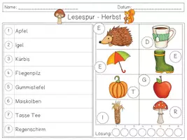 Vorschau - Arbeitsblätter - Mini Lesespur HERBST - 4fach differenziert - Seite 1