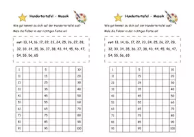 Vorschau - Arbeitsblätter - Hundertertafel Mosaik - ZR bis 100 Klasse 2 - Seite 1