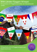 Vorschau - Spiele - Fußball WM 2018 Flaggen Wimpel / Klassendekoration - Deckblatt