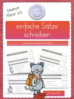 Vorschau - Unterrichtsreihen - einfache Sätze schreiben I puzzeln I Katzen I ab Klasse 1 - Deckblatt