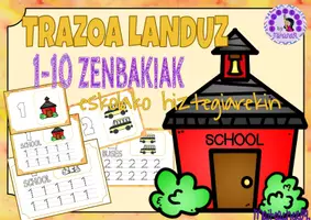 Vista previa - Hojas de trabajo - Trazoa landuz 1-10 zenbakiak - ESKOLA- - página 1