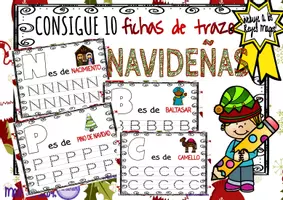 Vista previa - Hojas de trabajo - Practica de TRAZO en mayúsculas NAVIDEÑO - página 1
