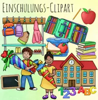 Vorschau - selbst erstellte Cliparts/Grafiken - Cliparts: Einschulung, erster Schultag - Deckblatt