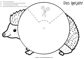 Vorschau - Unterrichtsreihen - Der Igel | Das Igeljahr | Bastelvorlage Drehscheibe - Seite 1