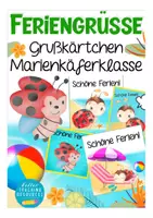 Vorschau - Mal- und Bastelvorlagen - Feriengrüße Marienkäferklasse kostenlos - Deckblatt