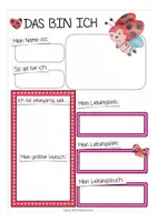 Vorschau - Arbeitsblätter - Das bin ich - Marienkäferklasse Sich vorstellen - Seite 1