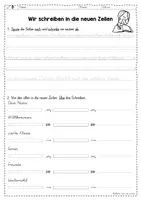 Vorschau - Arbeitsblätter - Arbeitsblatt zur Einführung der Viertklasszeilen VA - neue Lineatur Klasse 4 - Seite 1