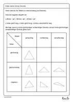 Vorschau - Arbeitsblätter - Dreiecksarten mit Hilfe einer Tabelle unterscheiden - Seite 2