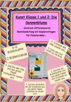 Vorschau - Mal- und Bastelvorlagen - Kunst Klasse 1/2: Die Sonnenblume - Deckblatt