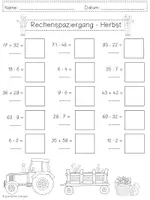 Vorschau - Arbeitsblätter - Rechenspaziergang HERBST Grundrechenarten Zahlenraum 100 - 2 Differenzierungen - Klasse 2 - Seite 2
