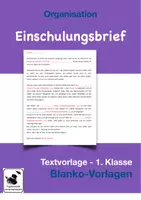 Vorschau - Anderer Materialtyp - Einschulungsbrief - Textvorlage - Einschulung - Seite 1
