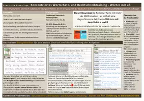 Vorschau - Arbeitsblätter - Konzentriertes Wortschatz- und Rechtschreibtraining - Wörter mit u und ß - Seite 1