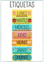 Vista previa - Decoración del aula - Tarjetas o Pegatinas de los días de la semana - Portada