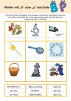 Vorschau - Arbeitsblätter - "b" oder "p"? - 4 differenzierte Wort-Bild-Rätsel zur Auslautverhärtung - Seite 2