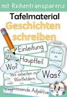 Vorschau - Unterrichtsreihen - Geschichten schreiben - Aufbau (Tafelmaterial) und Reihentransparenz - Deckblatt