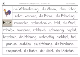 Vorschau - Arbeitsblätter - Konzentriertes Wortschatz- und Rechtschreibtraining - Wörter mit dem Vokal a vor einem stummen h - Seite 2
