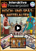 Vorschau - Unterrichtsreihen - Interaktive PowerPoint Mittelalter | Spektakuläre virtuelle Erfahrung - | Ritter & Burgen, Pest, Kreuzritter, Städte uvm. - Deckblatt