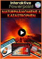 Vorschau - Stundenentwürfe - Interaktive PowerPoint Naturkatastrophen - Vulkane, Erdbeben, Tsunami, Stürme, Lawinen Hochwasser | Sofort einsetzbar - Deckblatt